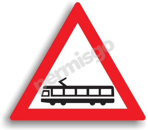 Semnul de circulație „Trecere la nivel cu linii de tramvai”