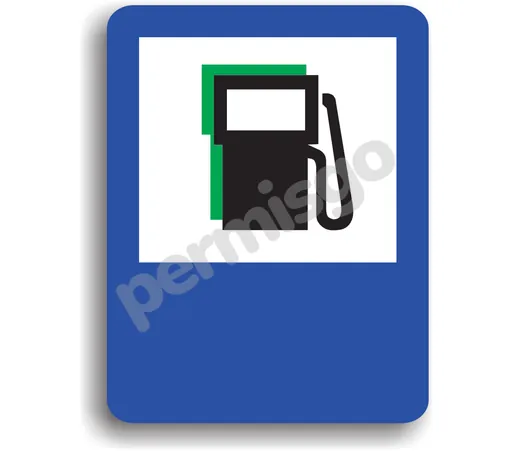 Semnul de circulație „Stație pentru alimentare cu carburant, inclusiv benzină fără plumb”