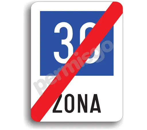Semnul de circulație „Sfârșitul zonei cu viteză recomandată de 30 km/h”