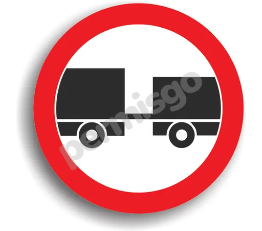 Semnul de circulație „Accesul interzis autovehiculelor cu remorcă, cu excepția celor cu semiremorcă sau cu remorcă cu o osie”