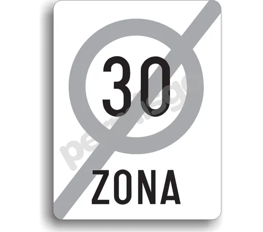 Semnul de circulație „Sfârșitul zonei de viteză limitată la 30 km/h”