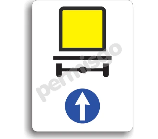 Semnul de circulație „Direcție obligatorie pentru autovehiculele care transportă mărfuri periculoase”