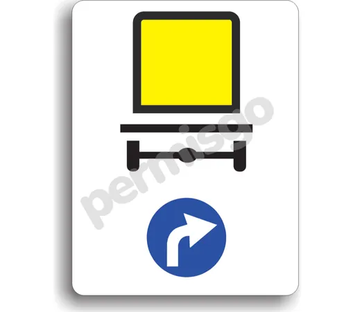 Semnul de circulație „Direcție obligatorie pentru vehicule care transportă mărfuri periculoase”