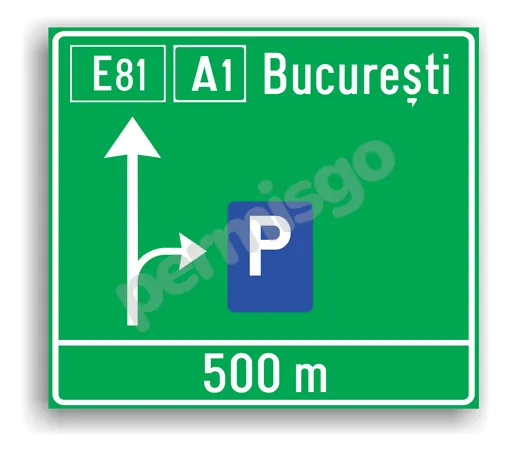 Semnul de circulație „Presemnalizare pe autostradă pentru parcare”