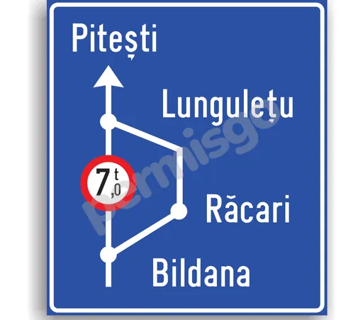 Semnul de circulație „Presemnalizarea traseului de urmat în cazul unei restricții de circulație”