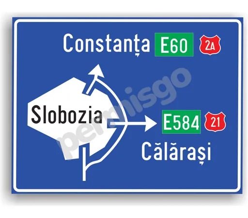 Semnul de circulație „Presemnalizarea traseului de ocolire a localității”