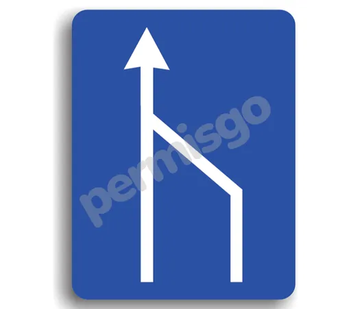 Semnul de circulație „Terminarea benzii de circulație din dreapta a părții de carosabil”